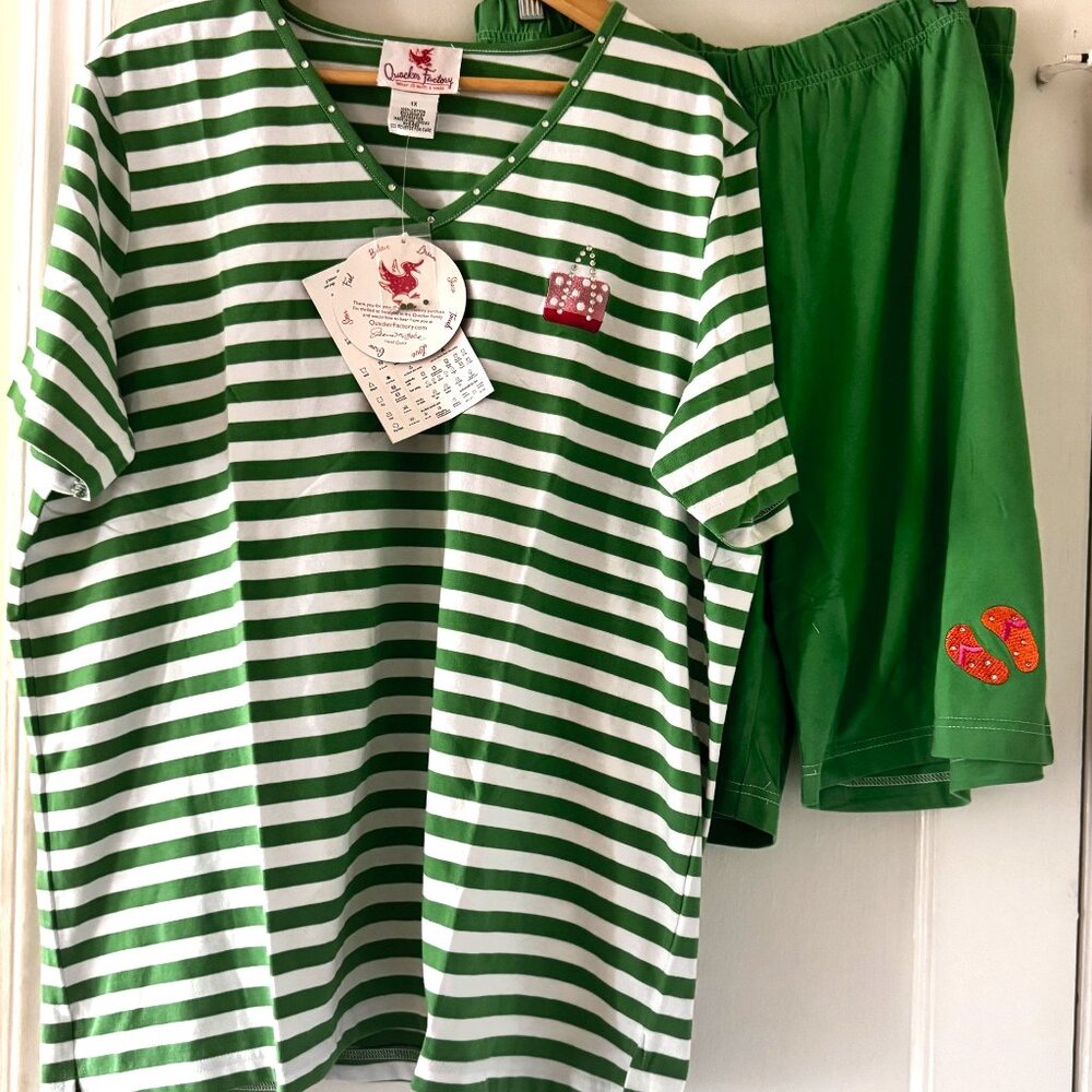 Quacker Factory Cotton Loungewear Pajamas Set